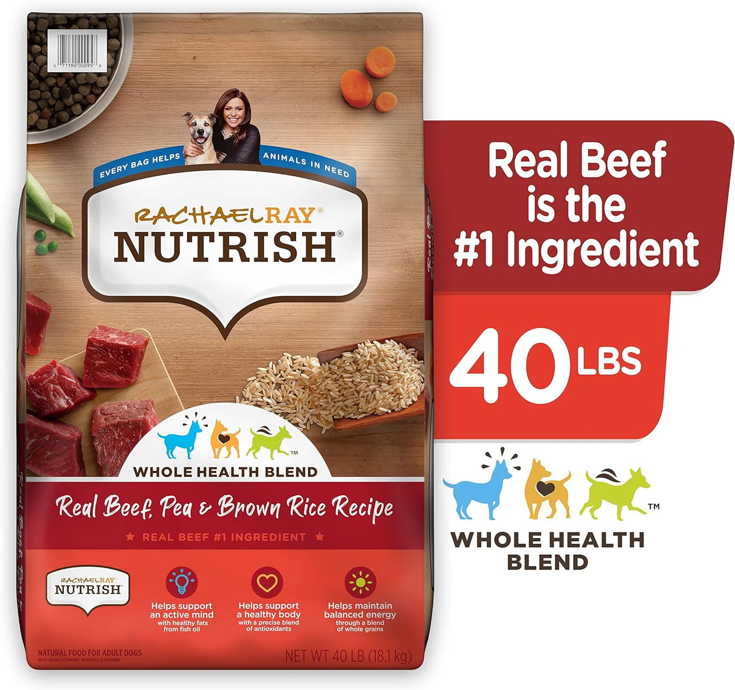 Rachael Ray Nutrish Premium Natural Dry Dog Food, Real Beef, Pea, & Brown Rice Recipe, 40 Pounds (Packaging May Vary)