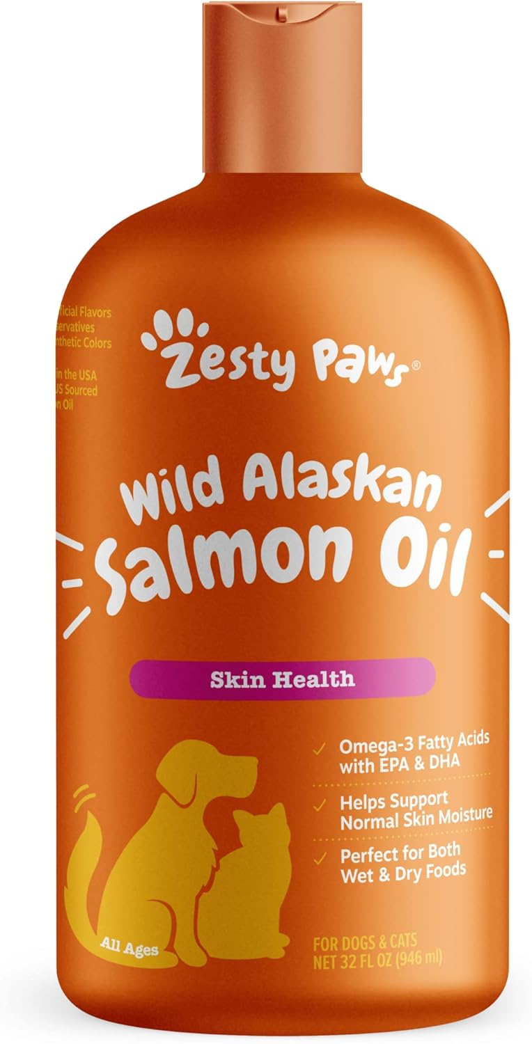 Pure Wild Alaskan Salmon Oil for Dogs & Cats - Omega 3 Skin & Coat Support + Pill Wrap Probiotic Paste for Dogs - Immune & Digestive System Support