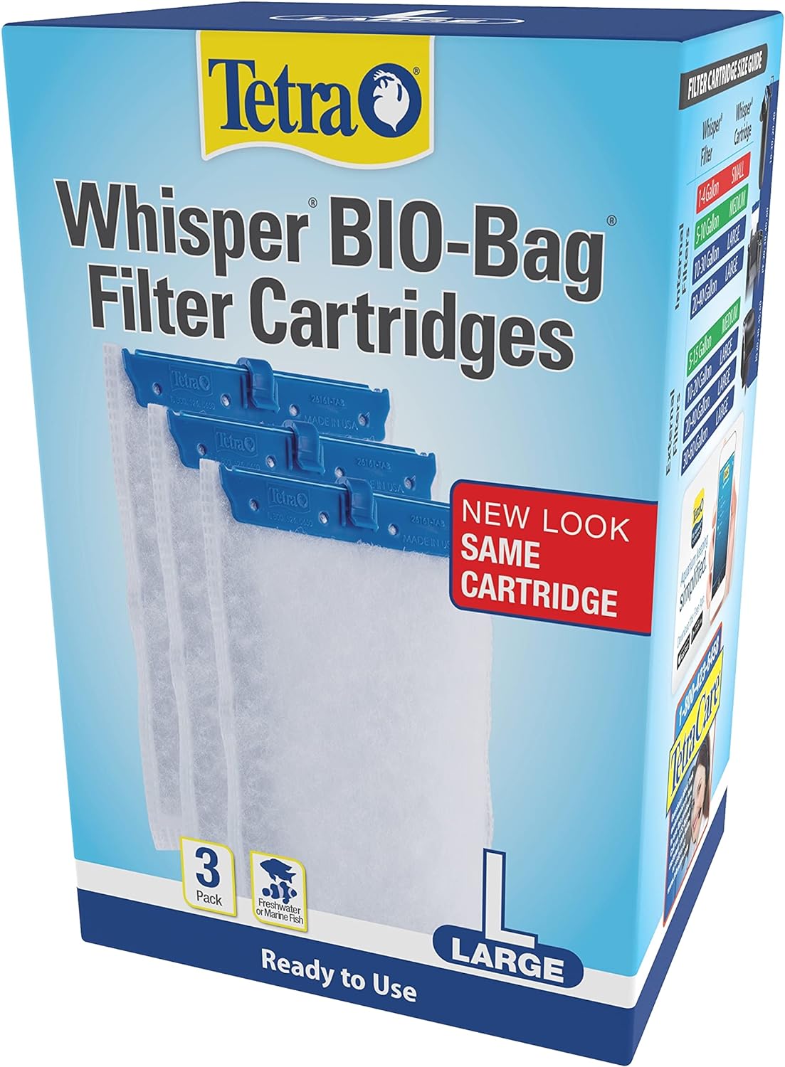 etra Whisper Bio-Bag Filter Cartridges For Aquariums - Ready To Use BLUE 3-Count