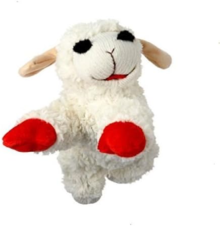 Multipet Plush Dog Toy, Lambchop, 10", White/Tan, Small