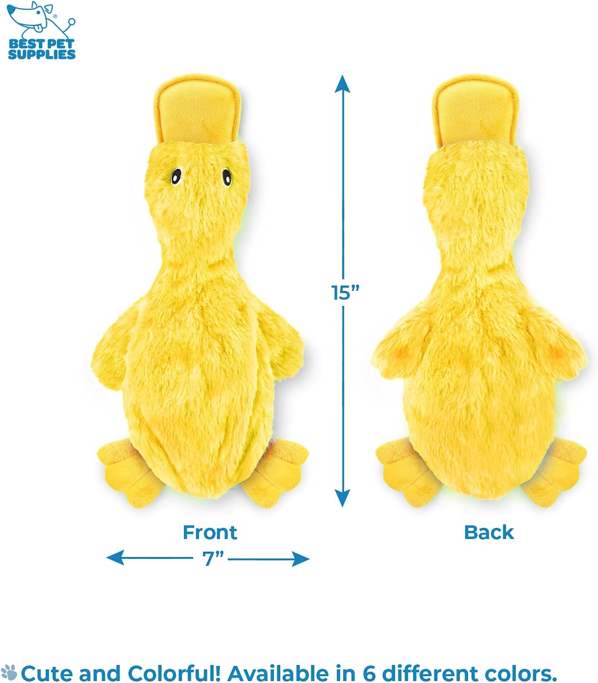 Best Pet Supplies Crinkle Dog Toy for Small, Medium, and Large Breeds, Cute No Stuffing Duck with Soft Squeaker, Fun for Indoor Puppies and Senior Pups