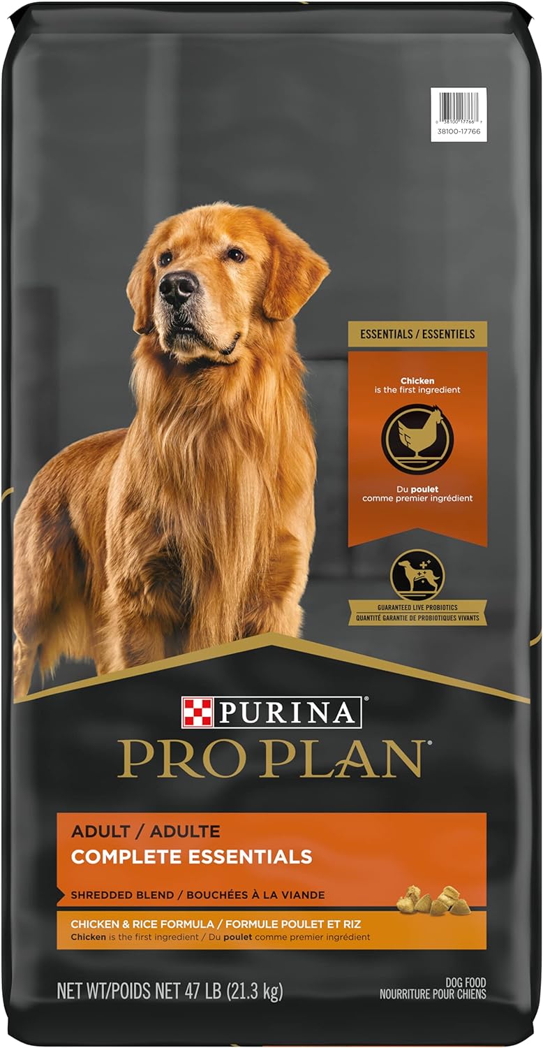 Purina Pro Plan High Protein Dog Food With Probiotics for Dogs, Shredded Blend Chicken & Rice Formula - 47 lb. Bag