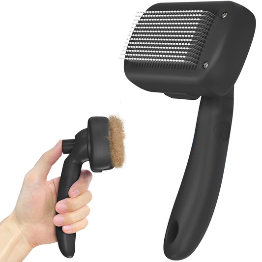 Self-Cleaning Brush for Pet Deshedding - Skin-Friendly Grooming Tool for Dogs and Cats, Blue