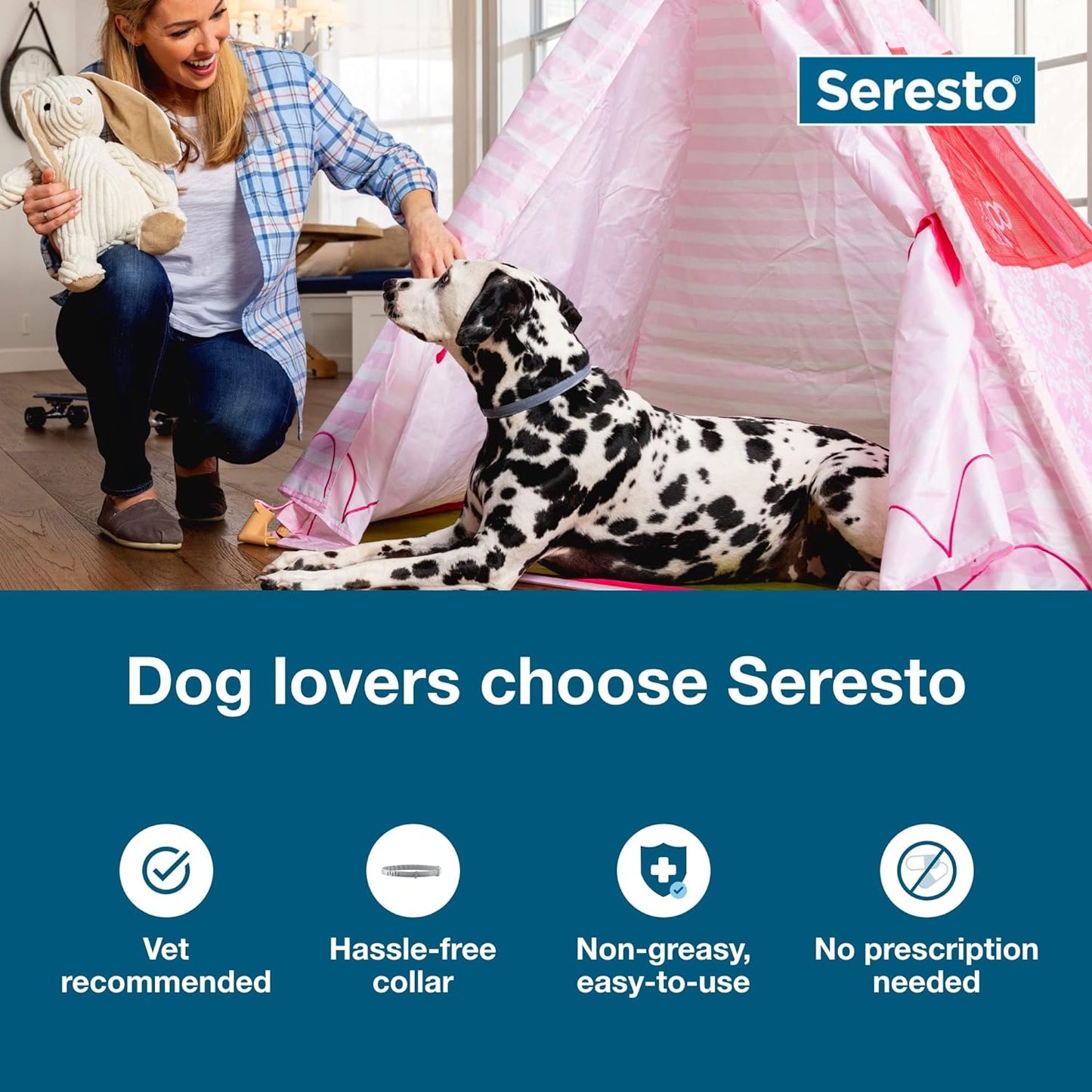 Seresto Large Dog Vet-Recommended Flea & Tick Treatment & Prevention Collar for Dogs Over 18 lbs. | 8 Months Protection