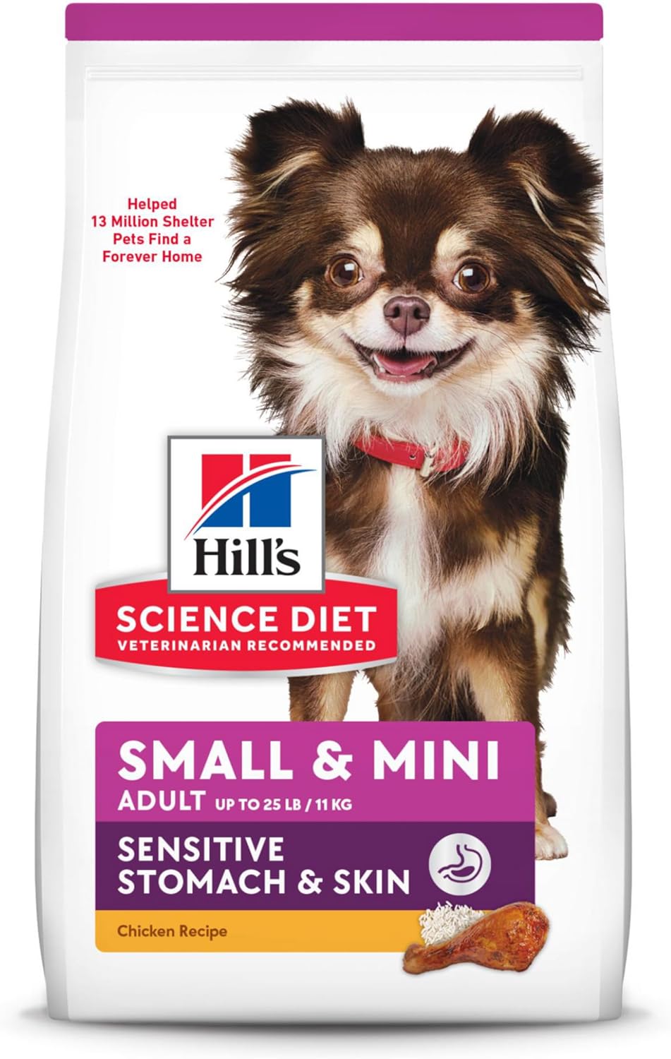 Hill's Science Diet Sensitive Stomach & Skin, Adult 1-6, Small & Mini Breeds Stomach & Skin Sensitivity Support, Dry Dog Food, Chicken