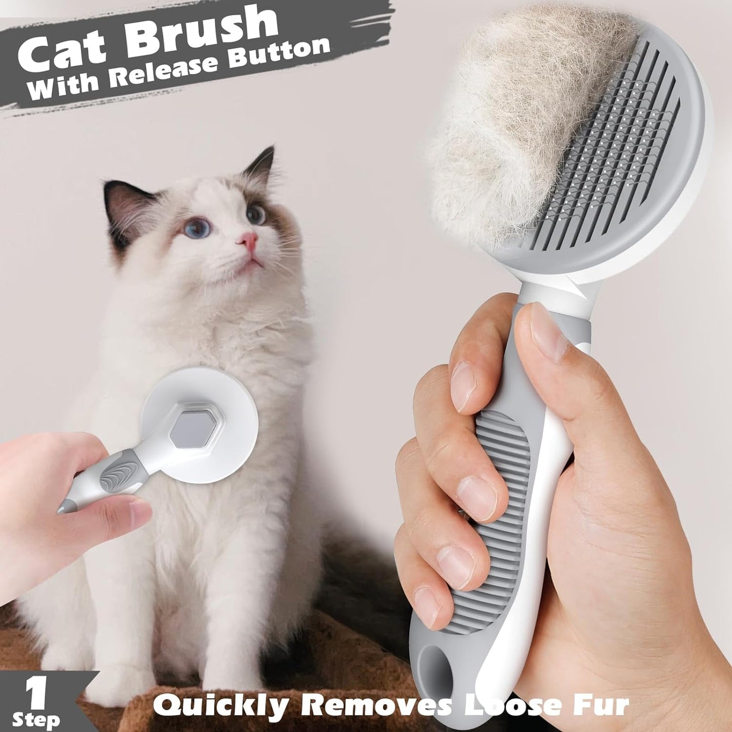 4PCS Cat Grooming Kit | Cat Brushes for Indoor Cats | Cat Nail Clipper with Nail File | Cat Bath Brush | For Long and Short Haired Cats and Dogs - Premium Cat Supplies