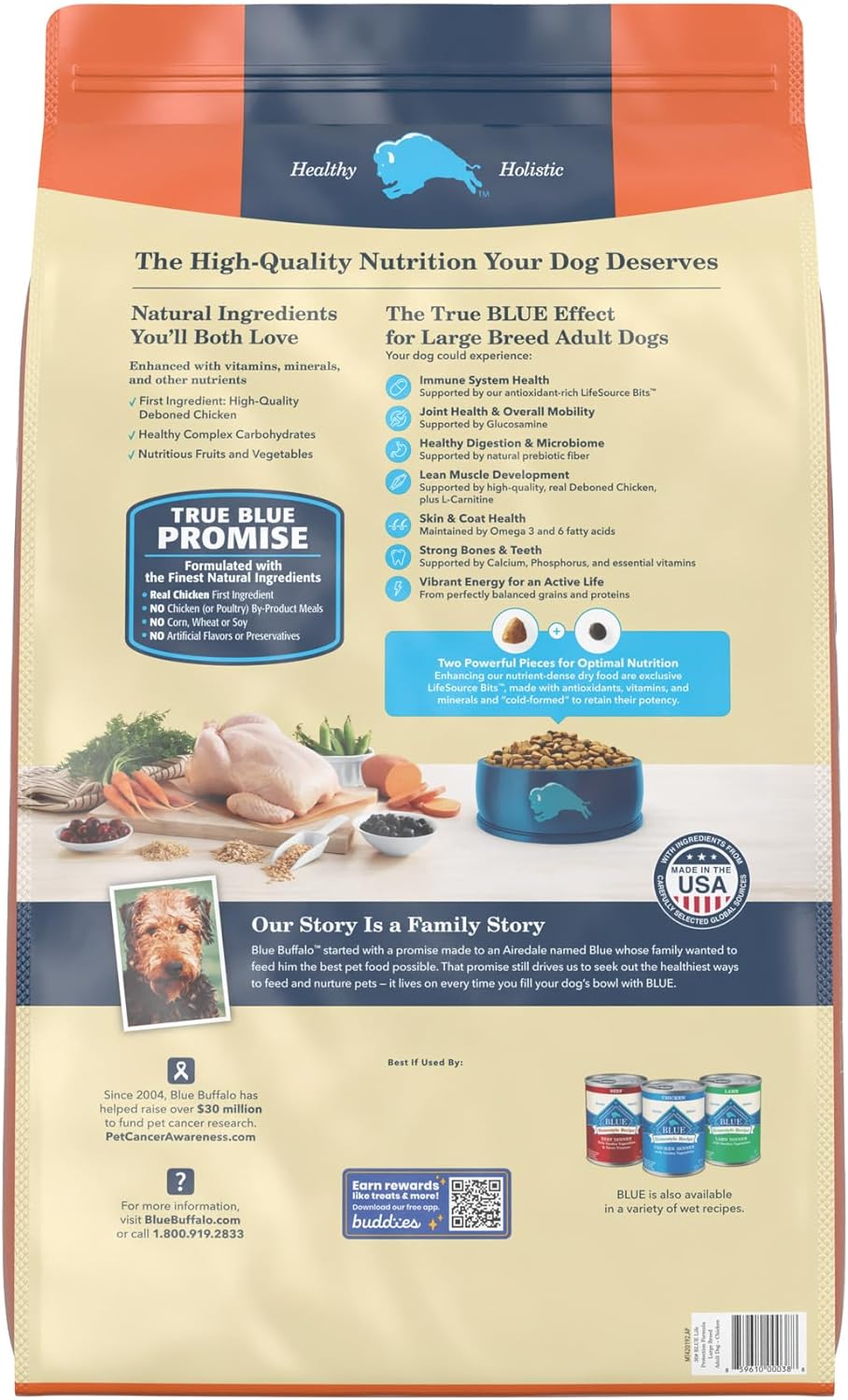 Blue Buffalo Life Protection Formula Natural Adult Large Breed Dry Dog Food, Chicken and Brown Rice 30 lb